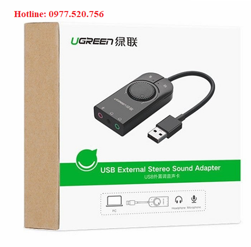 USB Sound Card - USB 2.0 ra Mic+Loa Ugreen 40964 có điều chỉnh âm lượng